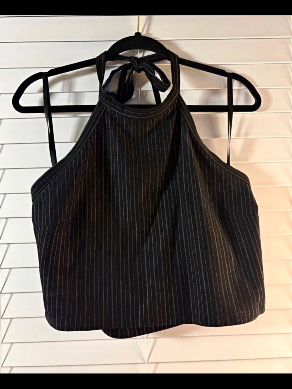 Wild Fable Black White Pinstripe Halter Neck Crop Top Size Plus XXL